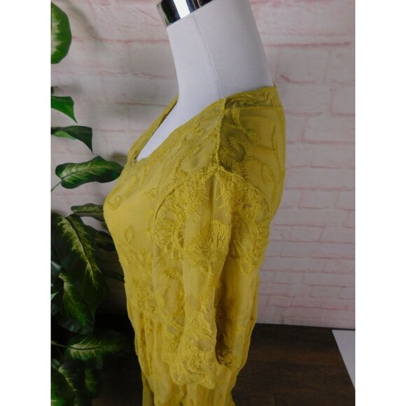DM Fashion Yellow Lace Maxi Dress XS Women Boho - Picture 6 of 13